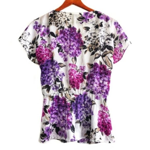 whbm Floral Print Flutter Sleeve Peplum Blouse XS - Picture 7 of 11